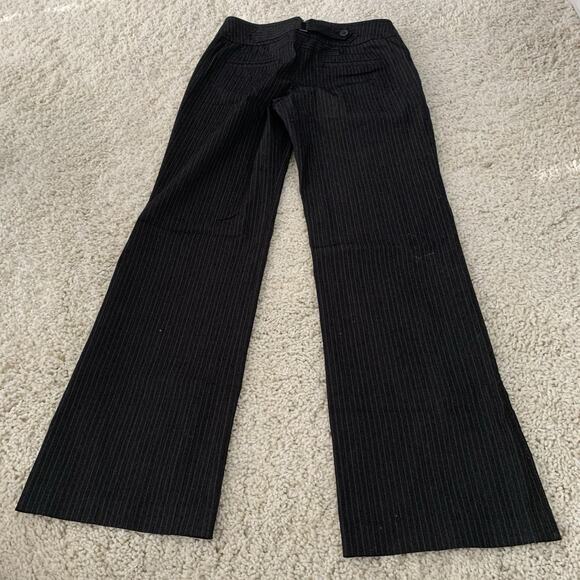 Ann Taylor LOFT Pants Womens Sz 2 ANN Pin-Striped Black Trouser Wide Waistband - Picture 4 of 6